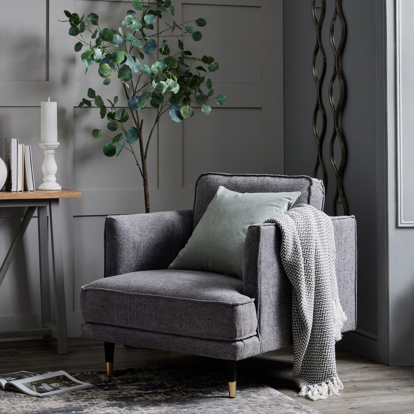 Hampton Grey Large Arm Chair 21404 - Havenheim Furniture