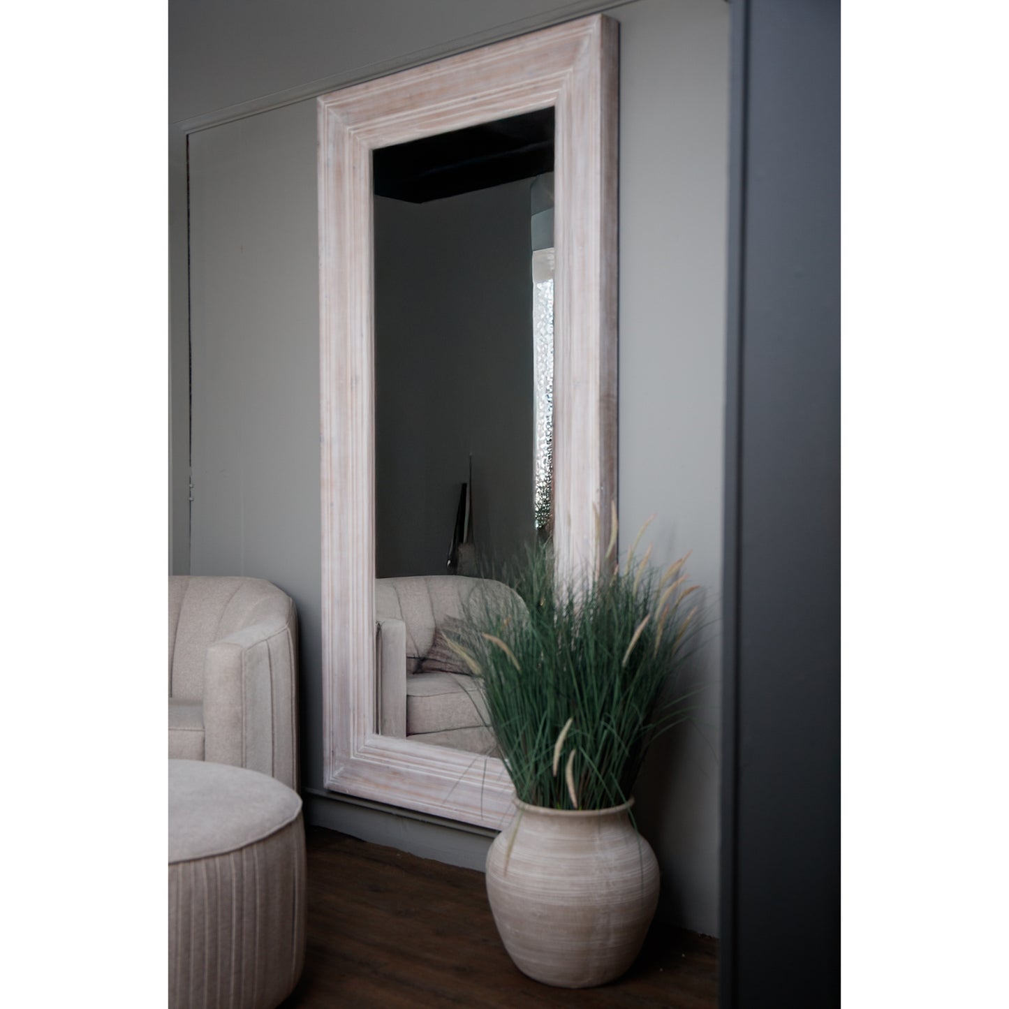 Harewood White Washed Large Mirror 23902 - Havenheim Furniture