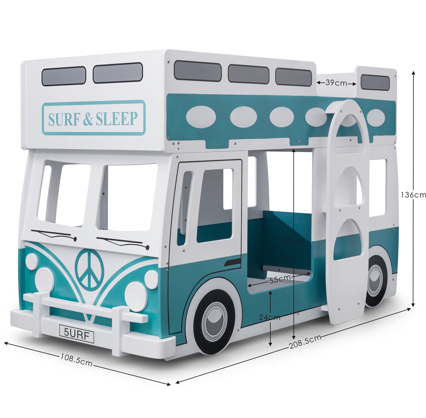Campervan Bunk Bed - White & Green CAM701 - Havenheim Furniture