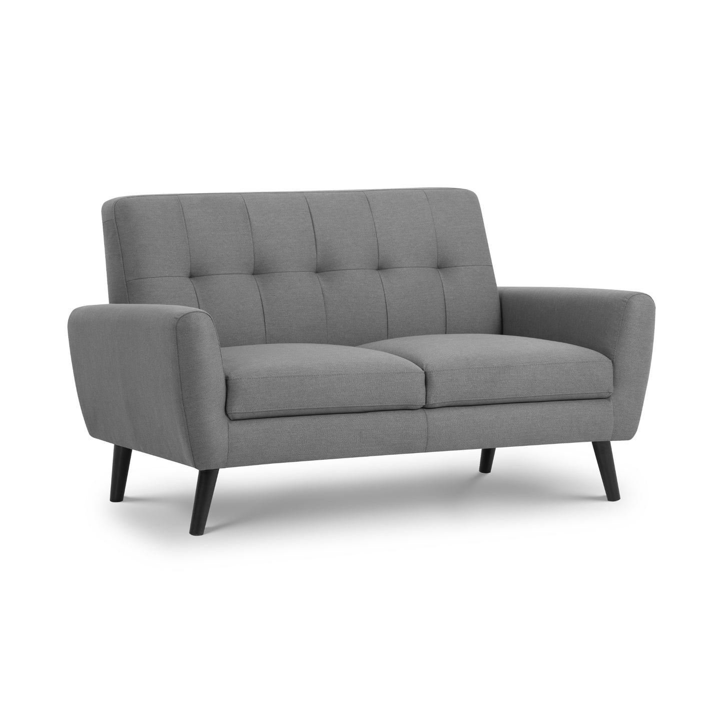 MONZA 2 SEATER COMPACT RETRO SOFA - GREY Timber Frame With Foam And Fabric Upholstery MON501 - Havenheim Furniture