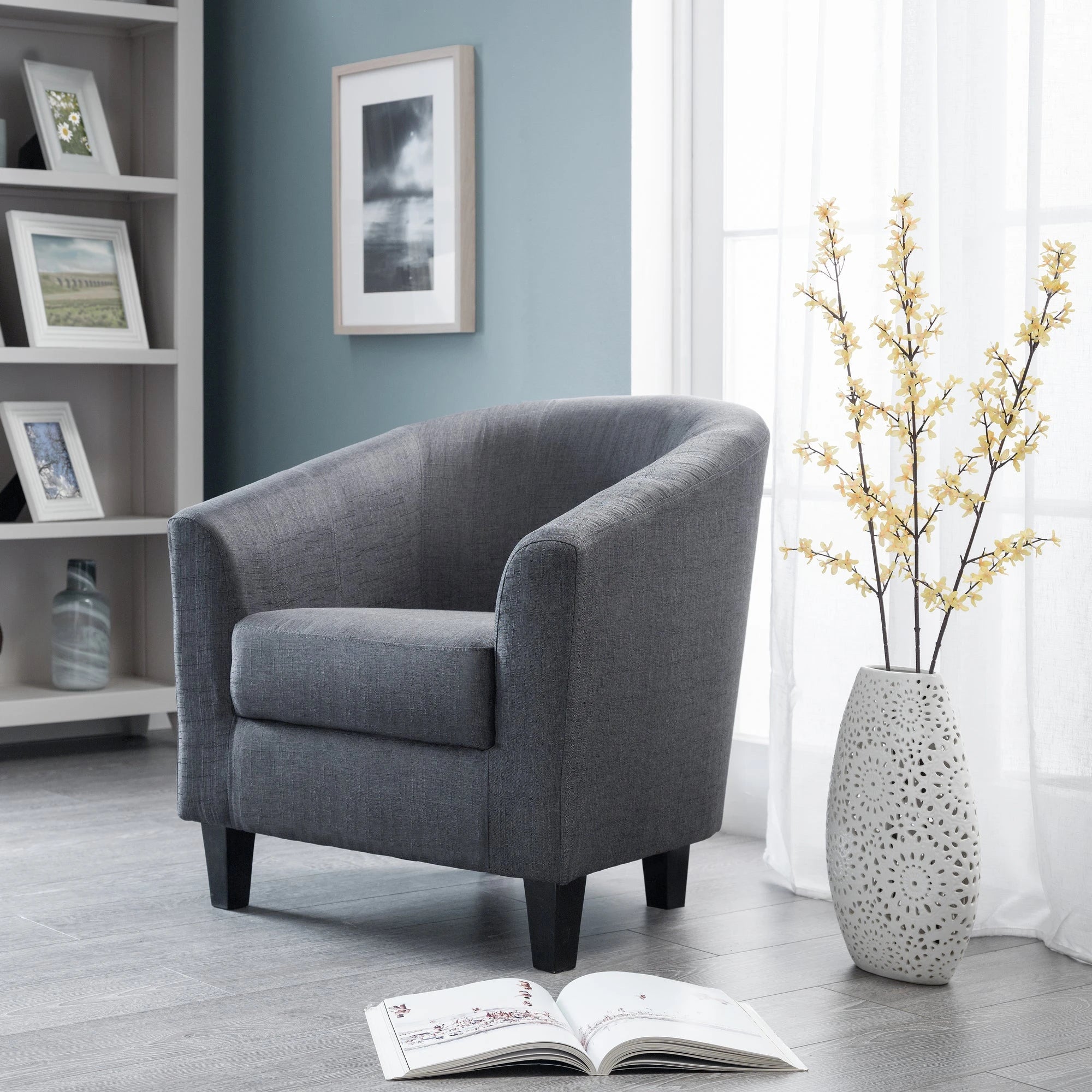 HUGO TUB CHAIR - SLATE GREY Hardwood Frame With Foam And Fabric Upholstery HUG002