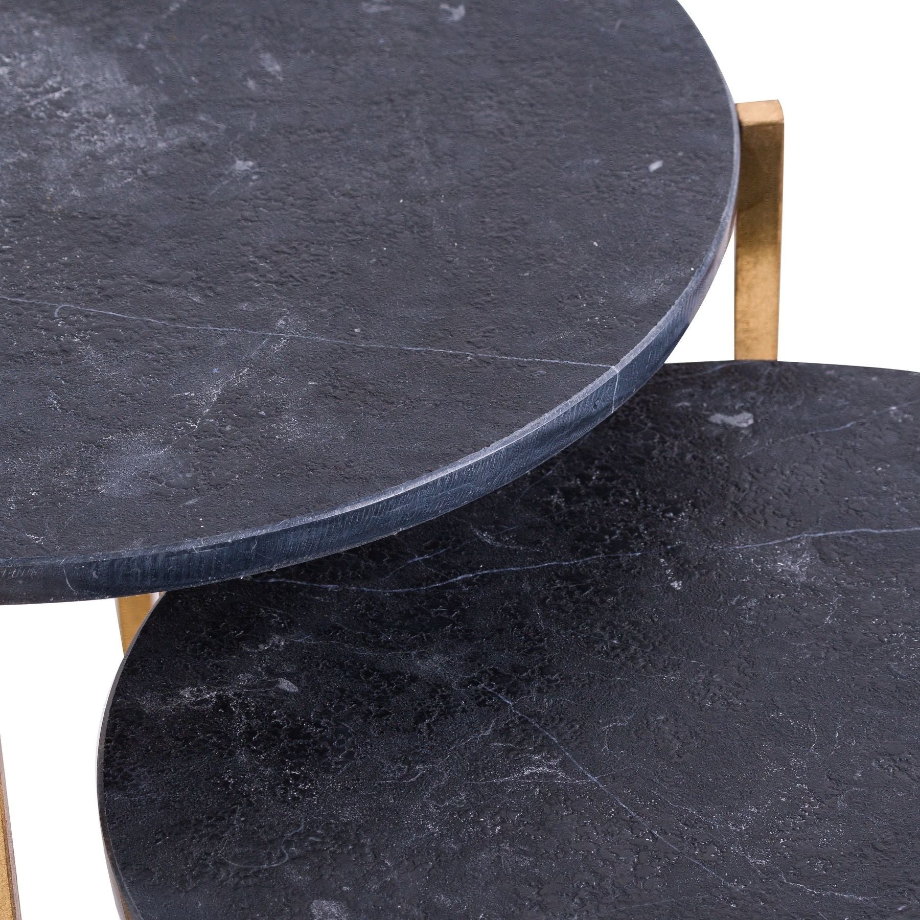 Set Of 2 Gold And Black Marble Tables - Havenheim Furniture