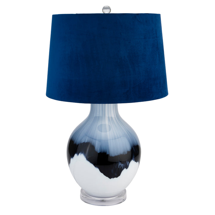 Ice Shadows Table Lamp With Navy Blue Lampshade - Havenheim Furniture
