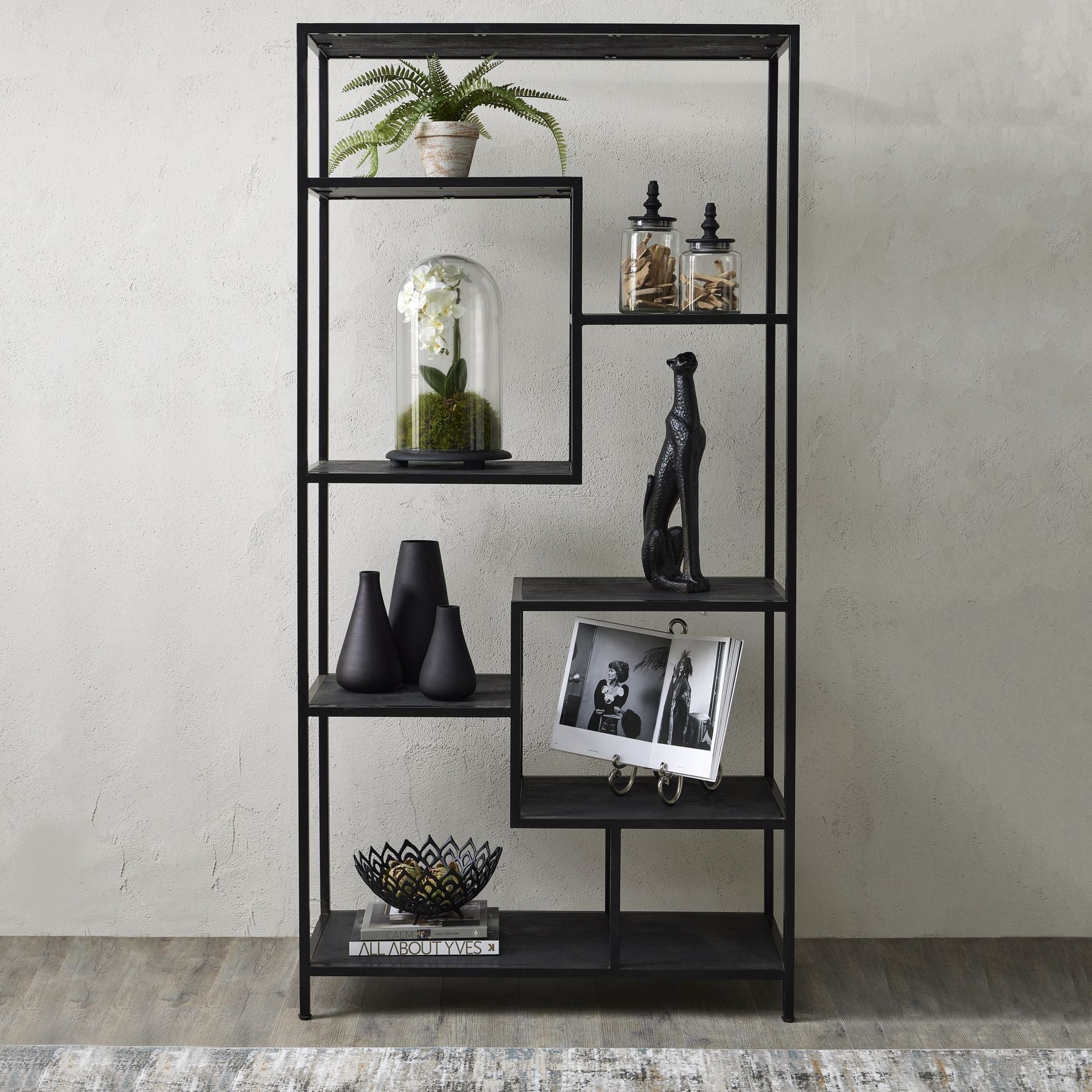 Large Black Multi Shelf Unit 22714 - Havenheim Furniture