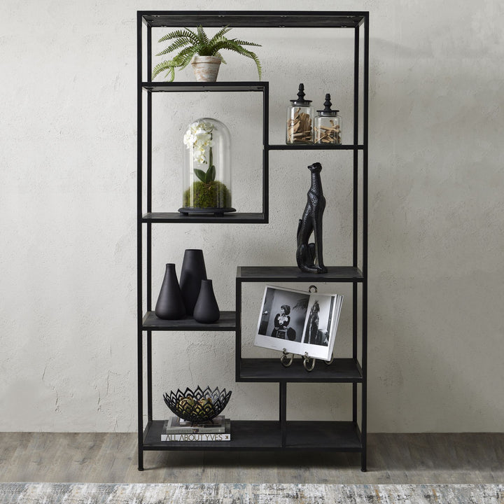 Large Black Multi Shelf Unit 22714 - Havenheim Furniture