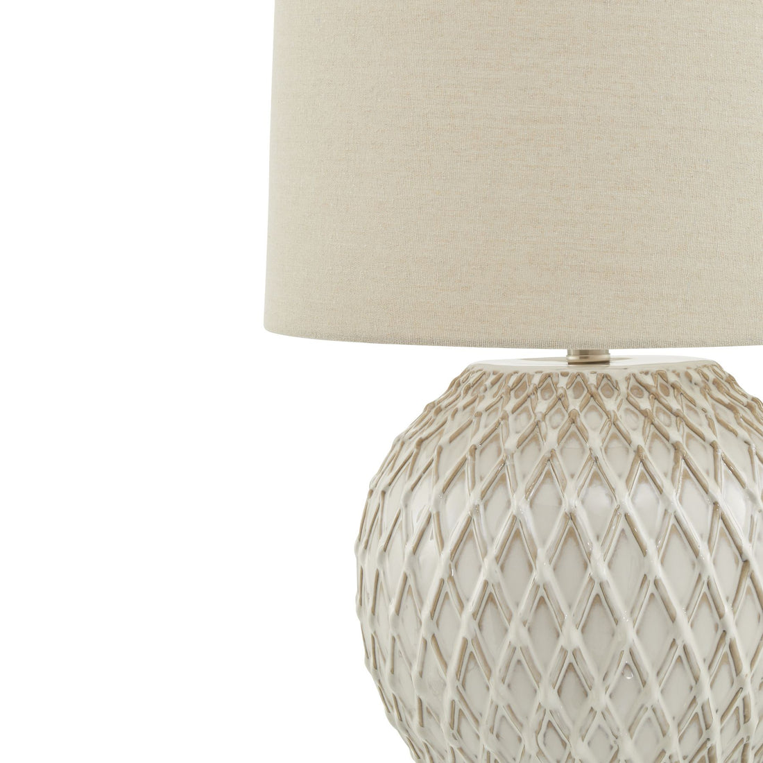 Lattice Ceramic Table Lamp With Linen Shade - Havenheim Furniture