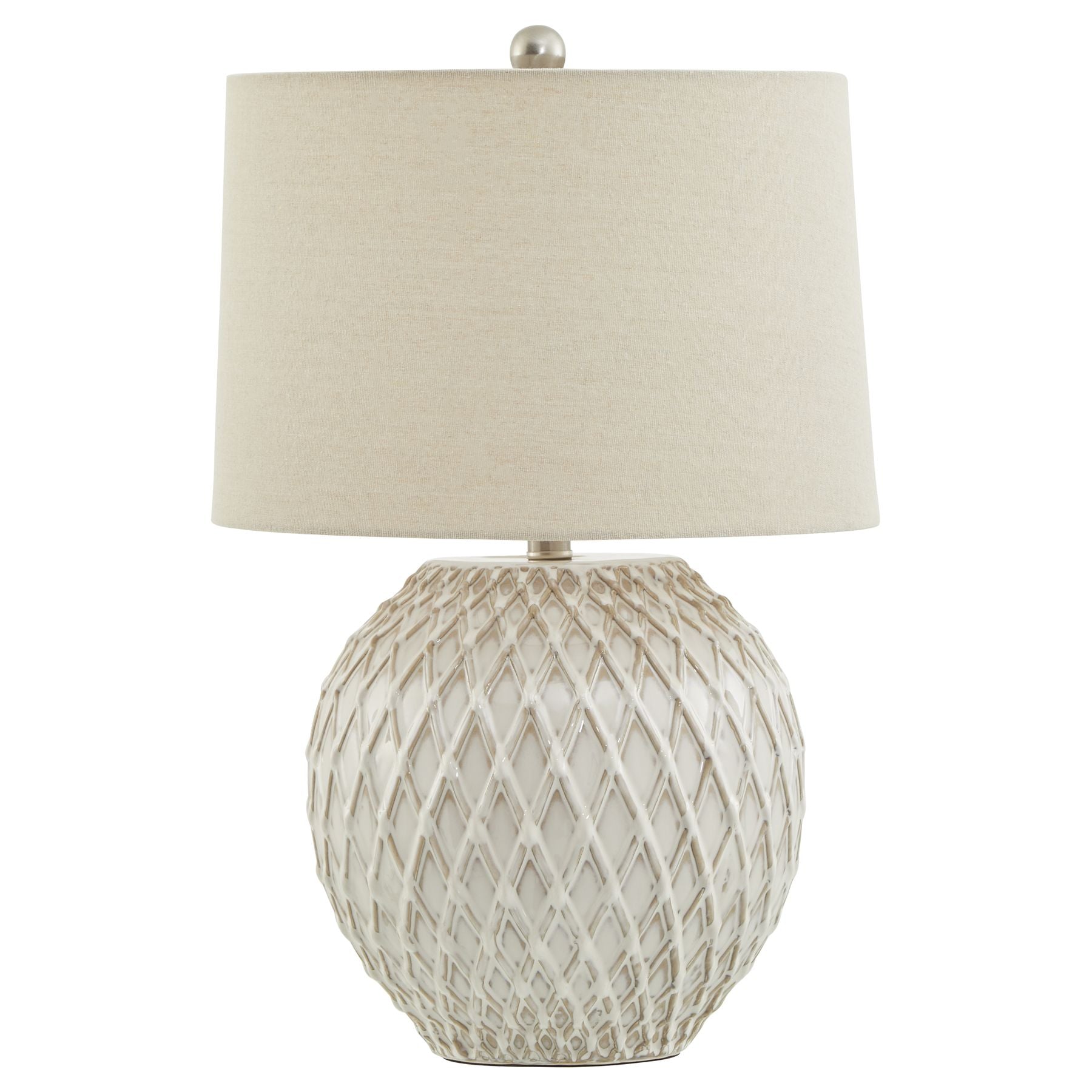 Lattice Ceramic Table Lamp With Linen Shade - Havenheim Furniture