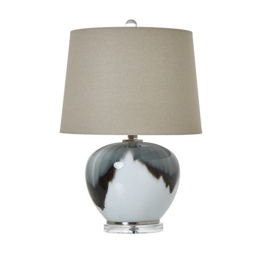 Grey Glass Table Lamp With Linen Shade 23734 - Havenheim Furniture