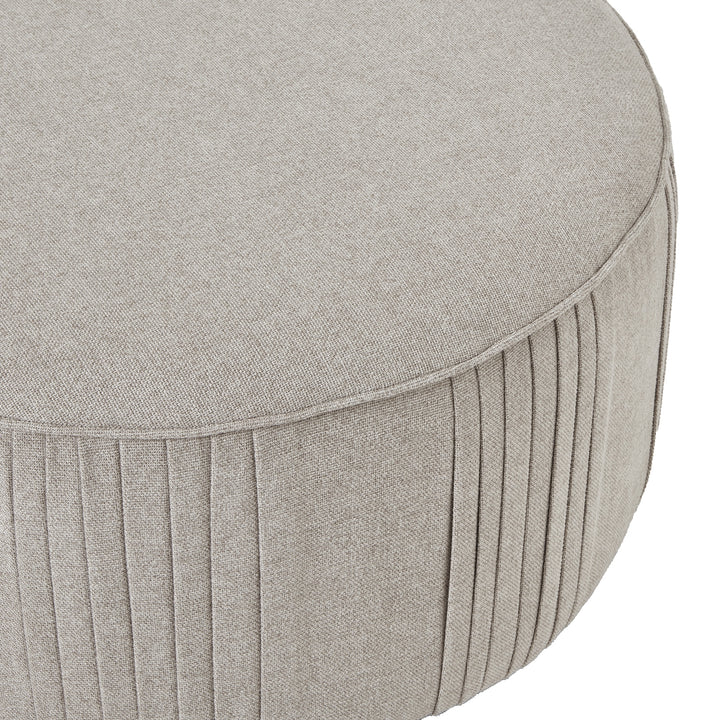 Lily Swivel Ottoman In Oatmeal Twill 23736 - Havenheim Furniture