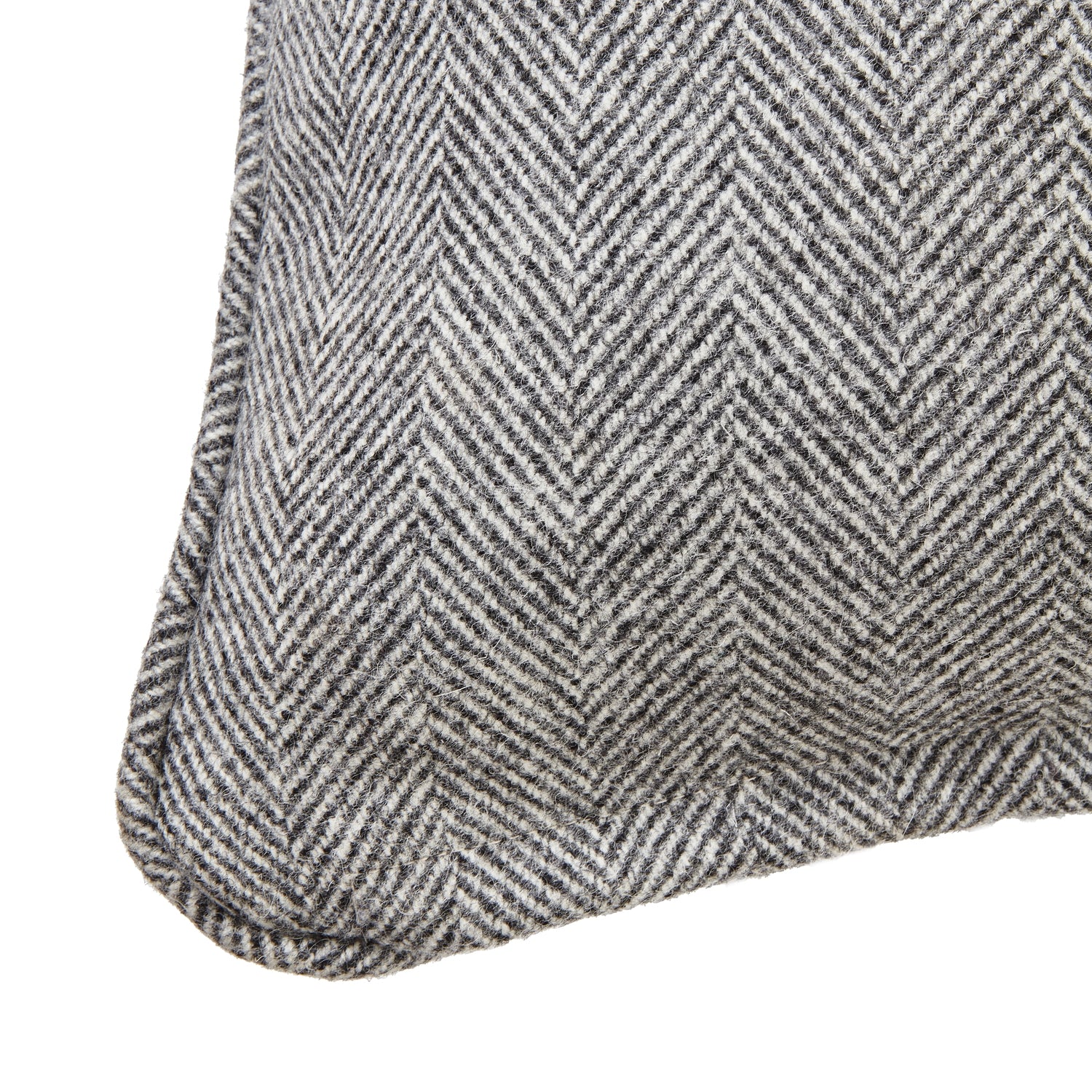 Grey Herringbone Pure Wool Cushion With Piped Edge 23770 - Havenheim Furniture