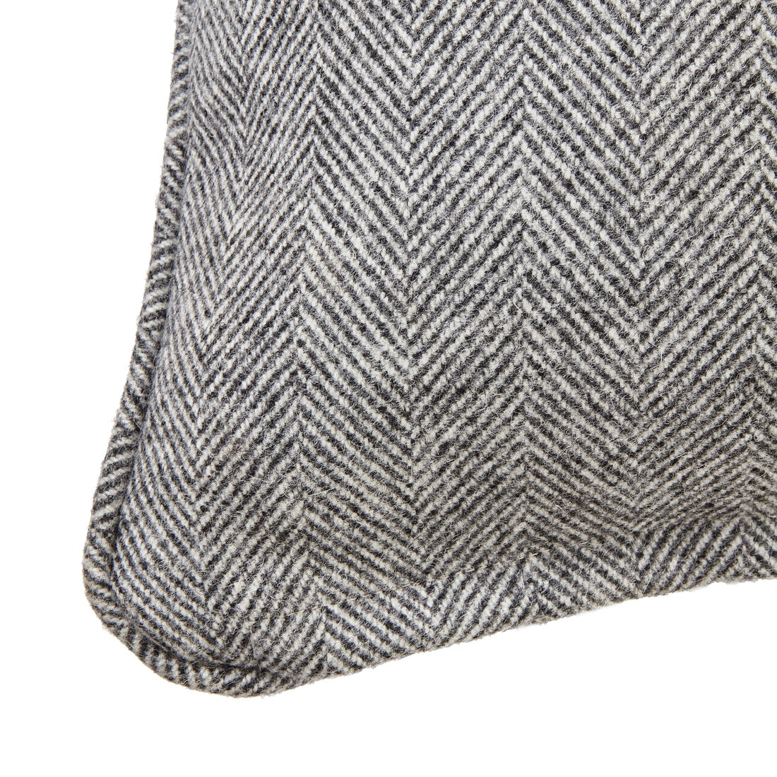 Grey Herringbone Pure Wool Cushion With Piped Edge 23770 - Havenheim Furniture