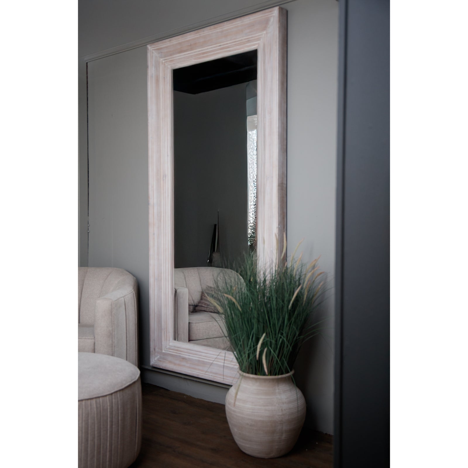 Harewood White Washed  Large Mirror 23902 - Havenheim Furniture