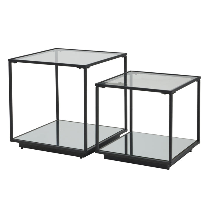 Lennox Black Framed Set Of 2 Side Tables 23958 - Havenheim Furniture