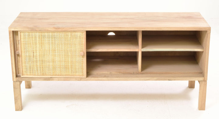 Havana Media Unit with Sliding Doors Rattan and Mindi Wood HAV01
