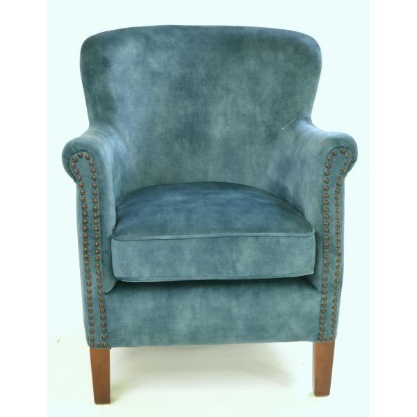 Havenheim Furniture Cromarty armchair in vintage teal fabric with wooden legs, cozy and stylish for living room decor.