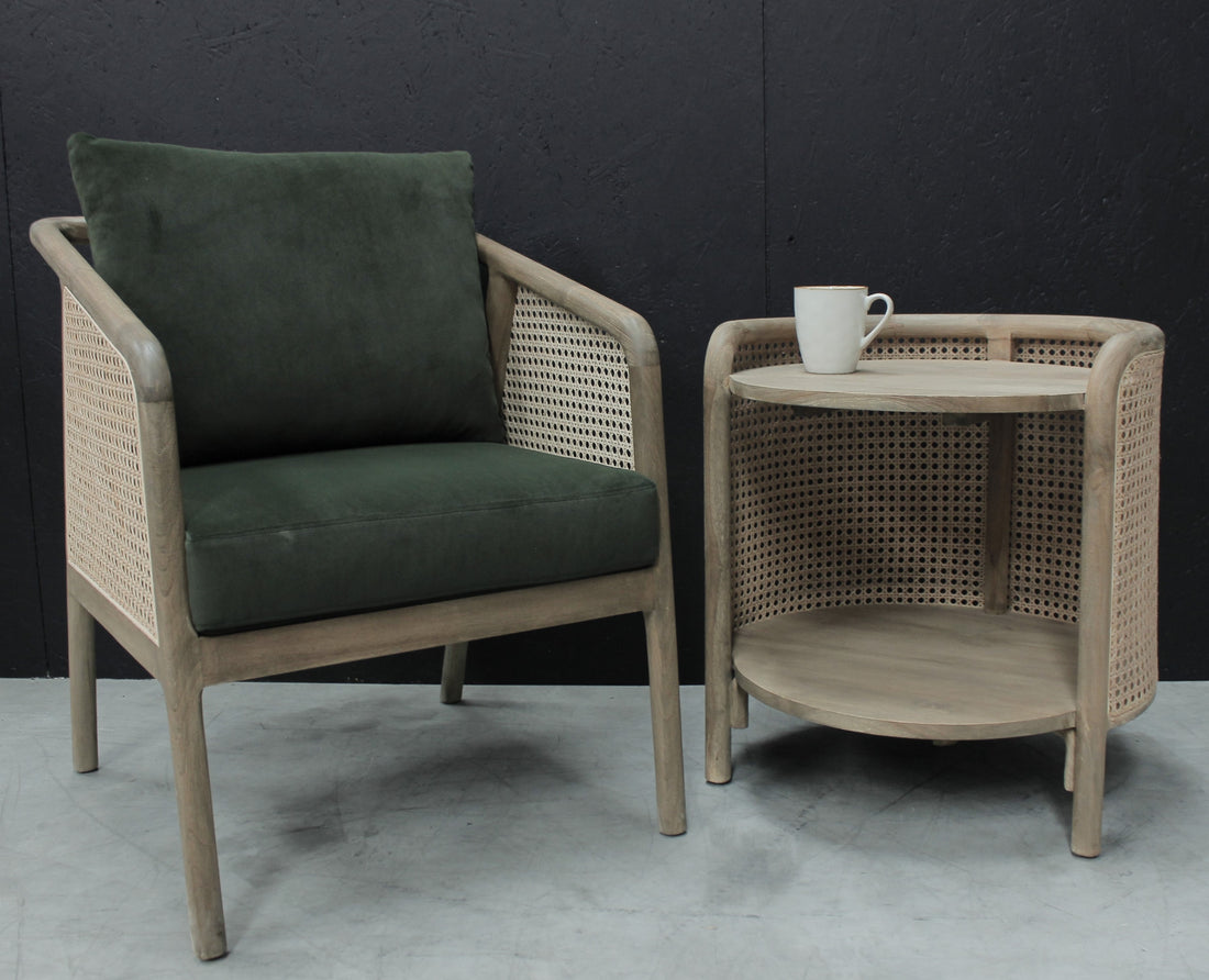 Rattan Round Side Table Teak TH07