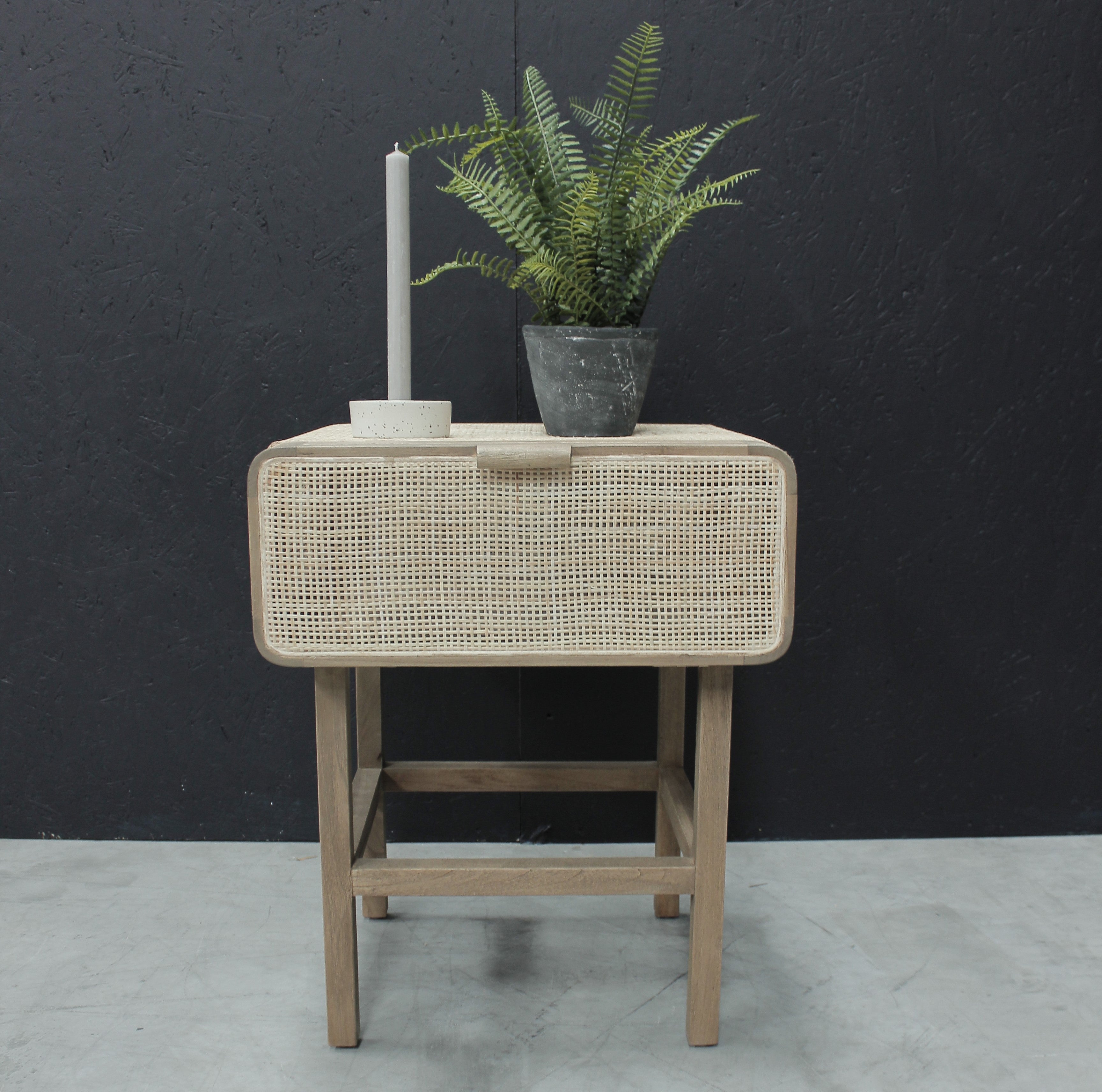 Rattan Bedside Teak TH06