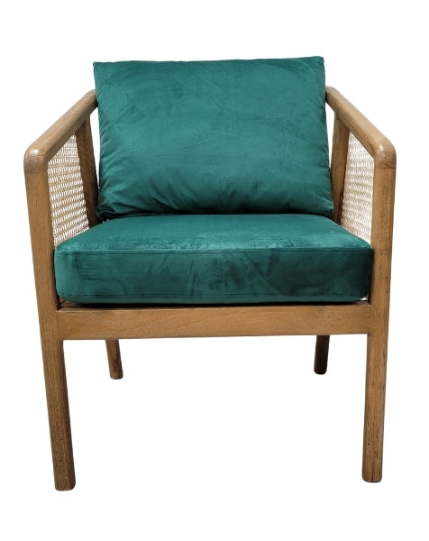 Rattan Occasional Chair in Green - Sungkai Wood TH02