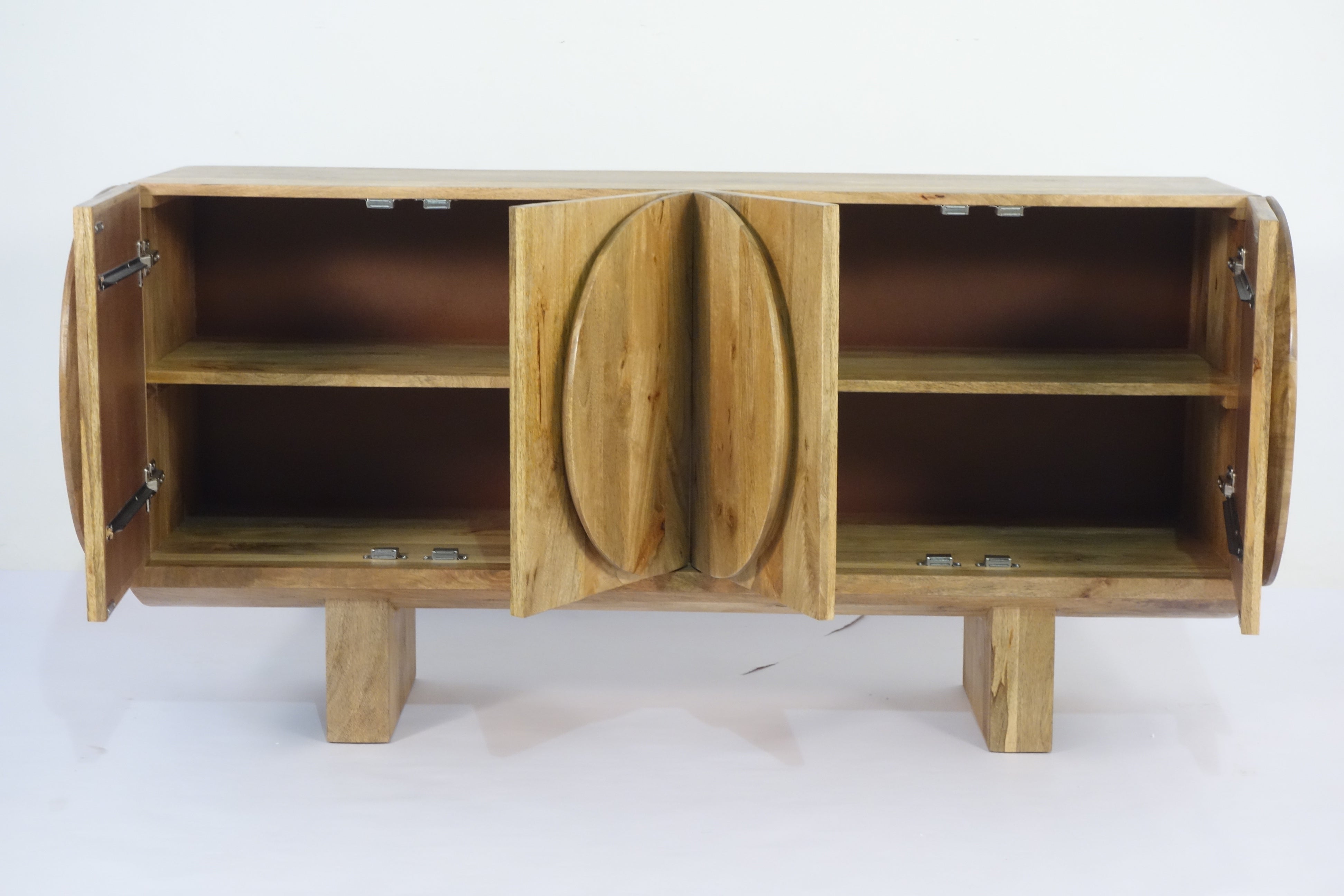 Barli Mango Wood Oval Design 4 Door Sideboard 2850F - Havenheim Furniture