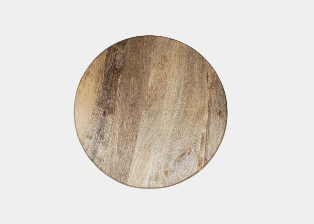 Kankra Mango Wood Carved Oval Tile Design Bevelled Wood Top Side Table 2792M