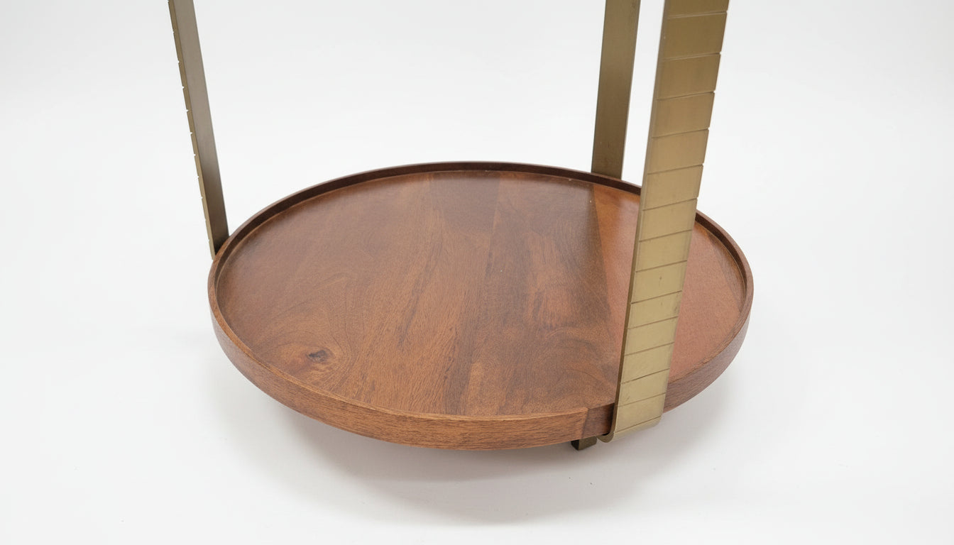 Rajpur Round Iron Side Table Glass Wood Tray 2861S