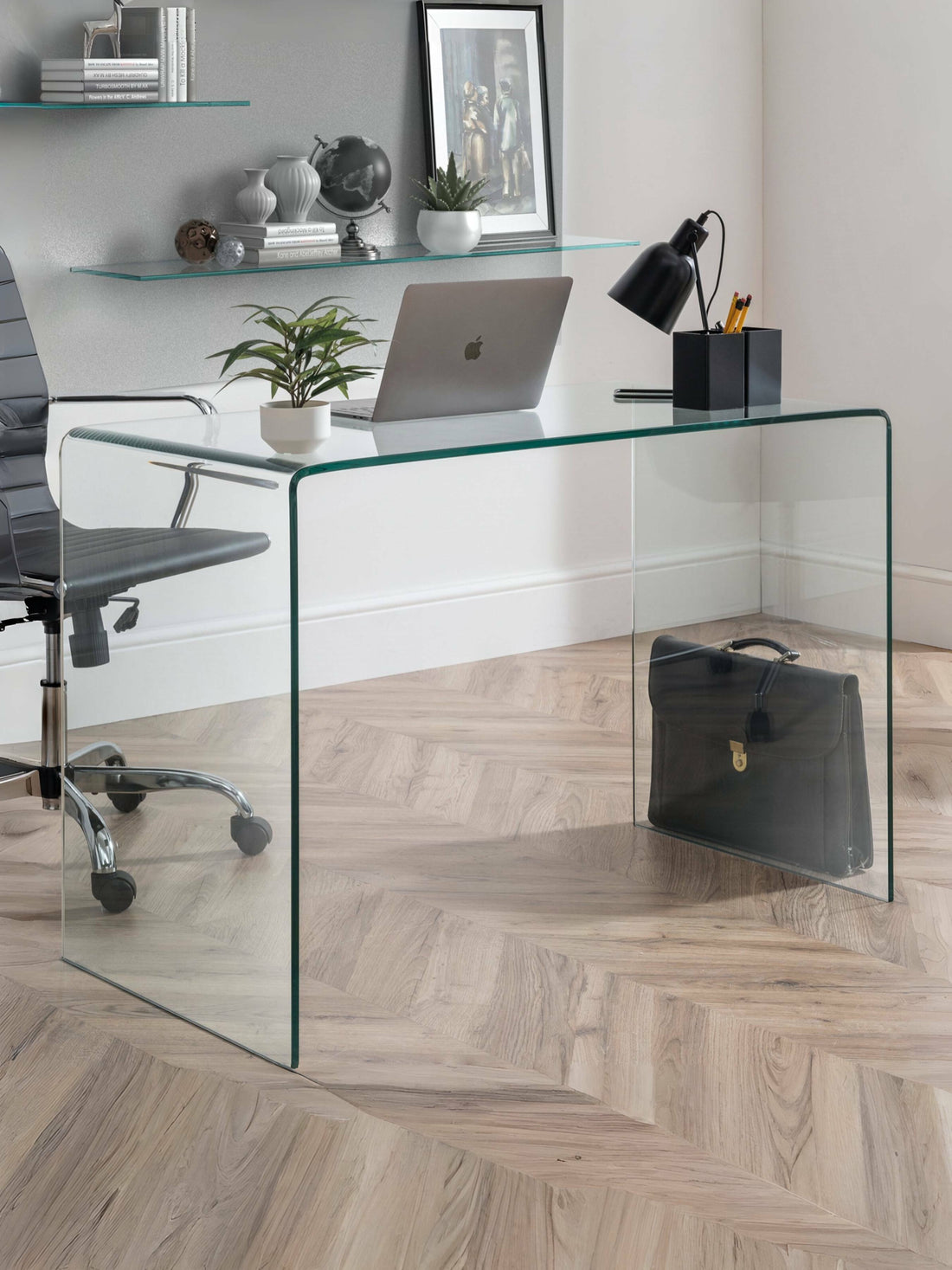 AMALFI DESK Tempered Glass AMA004 curves clear