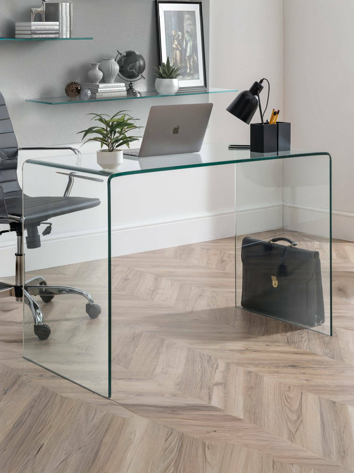 AMALFI DESK Tempered Glass AMA004 curves clear
