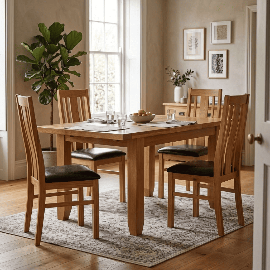 Acorn Solid Oak Rectangular Extending Dining Table Small 130cm-180cm
