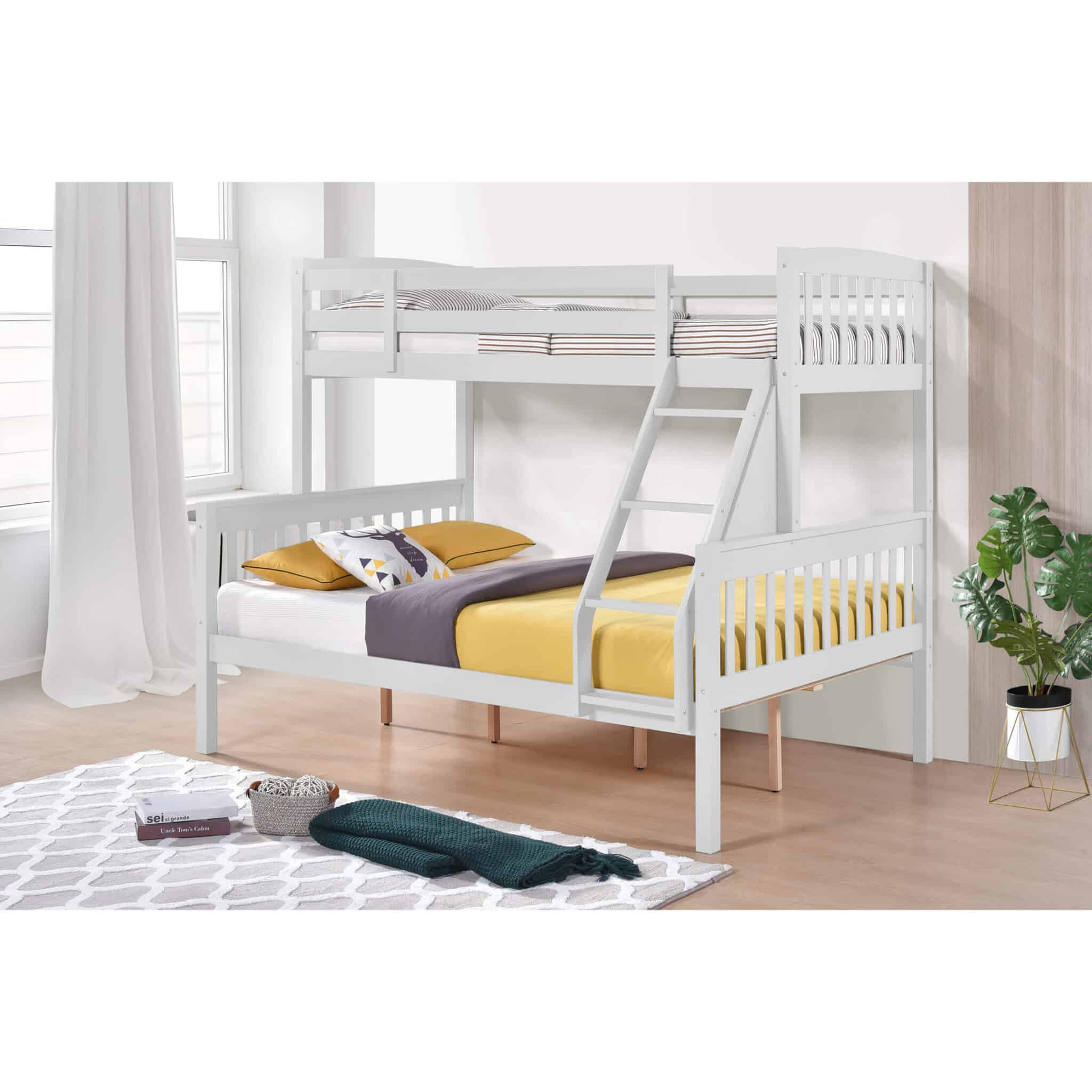 Ashbrook Solid Wood Triple Bunk Bed White - Havenheim Furniture