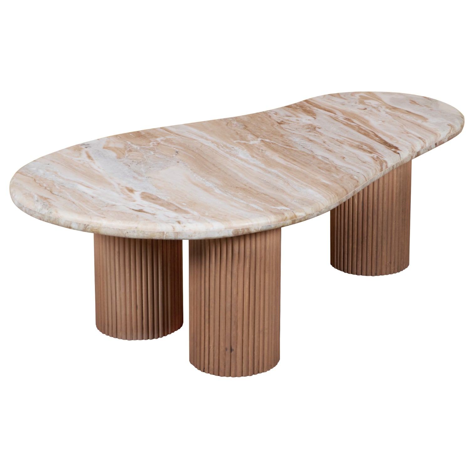 Ashford Natural Marble & Wood Pedestal Coffee Table RC02 - Havenheim Furniture