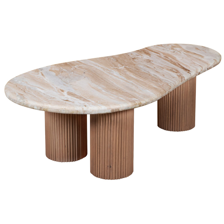 Ashford Natural Marble & Wood Pedestal Coffee Table RC02 - Havenheim Furniture