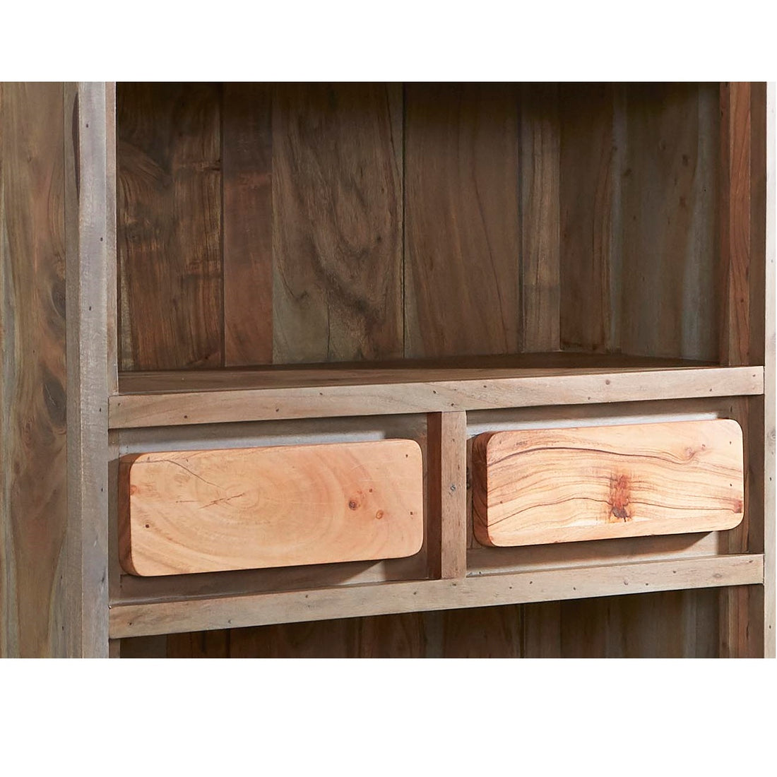 Aspen Large Bookcase 2 Drawers Solid Hardwood and Metal AS15 Close up Havenheim Furniture