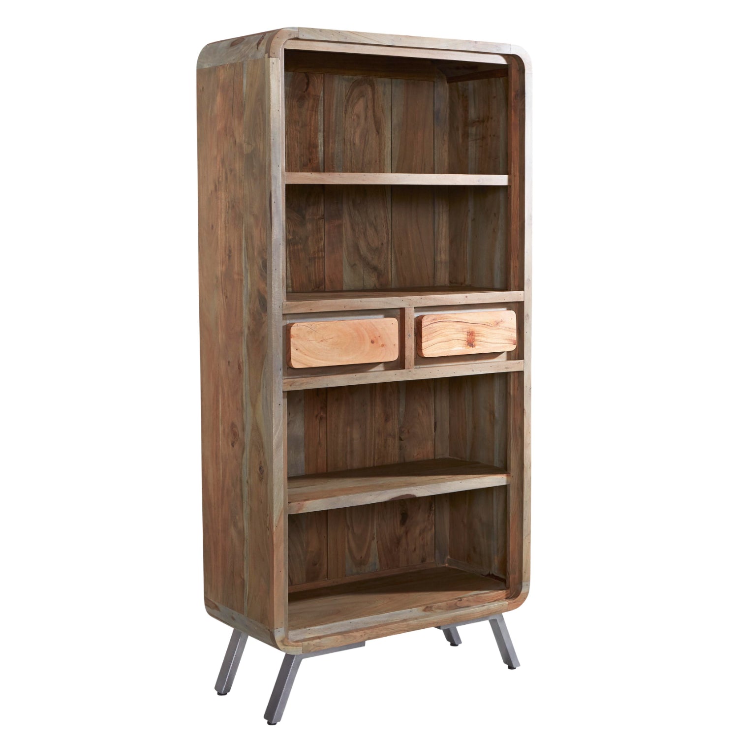 Aspen Large Bookcase 2 Drawers Solid Hardwood and Metal AS15 Havenheim Furniture