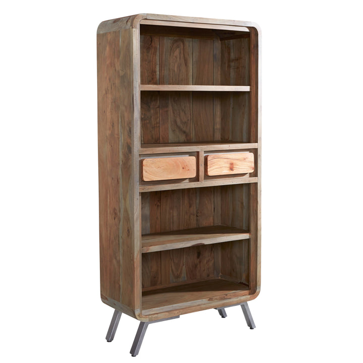 Aspen Large Bookcase 2 Drawers Solid Hardwood and Metal AS15 Havenheim Furniture