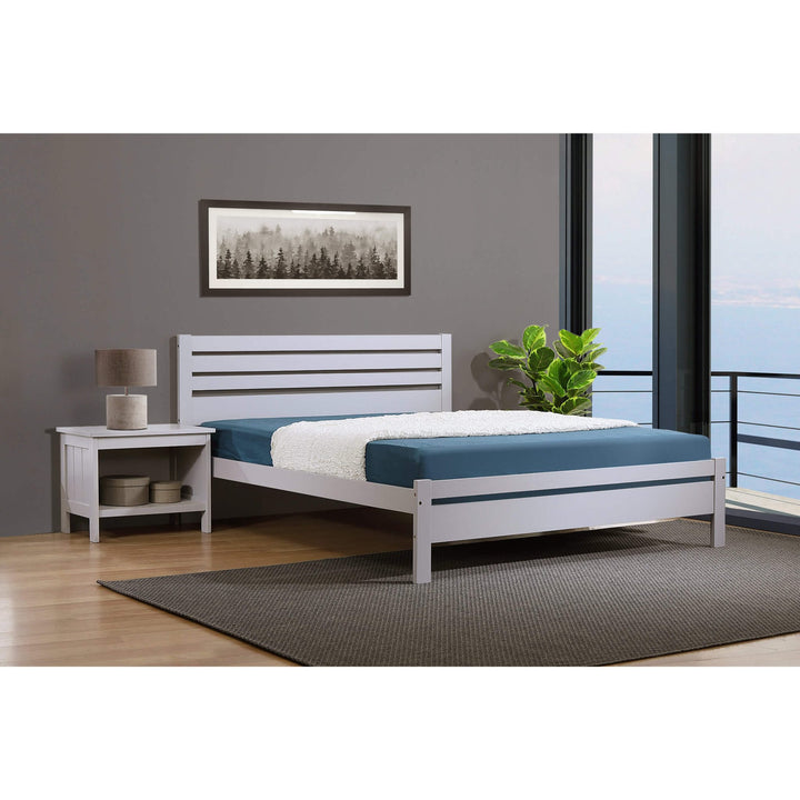 Astley Double Bed Solid Hardwood Grey - Havenheim Furniture