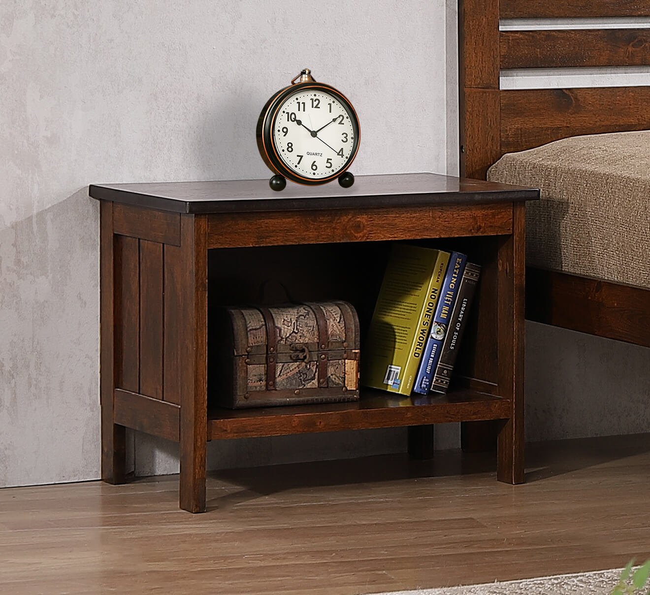 Astley Bedside Solid Hardwood Antique Oak ASTLBEDANT - Havenheim Furniture