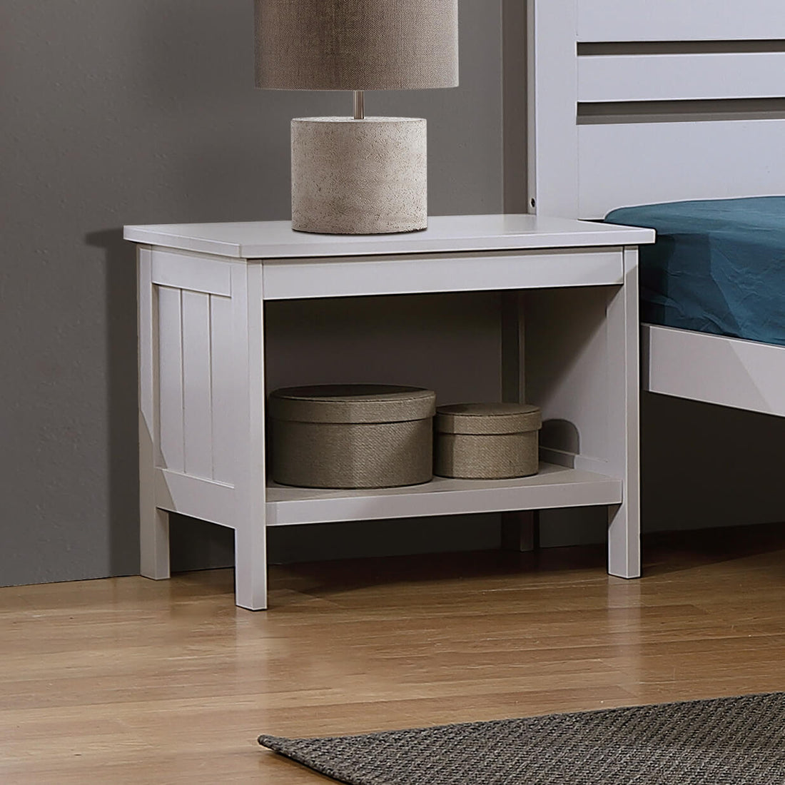 Astley Bedside Solid Hardwood Grey ASTLBEDGRE - Havenheim Furniture