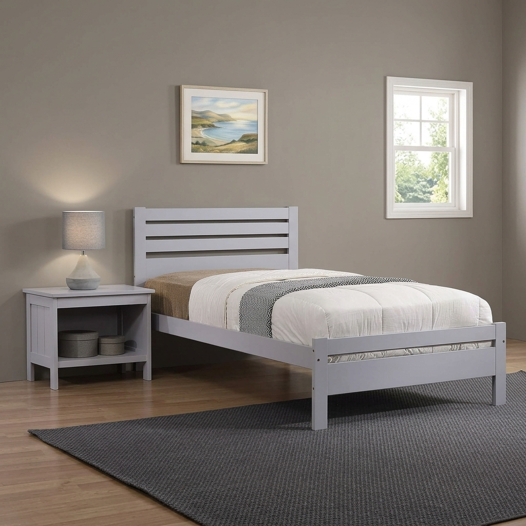 Astley Bedside Solid Hardwood Grey ASTLBEDGRE