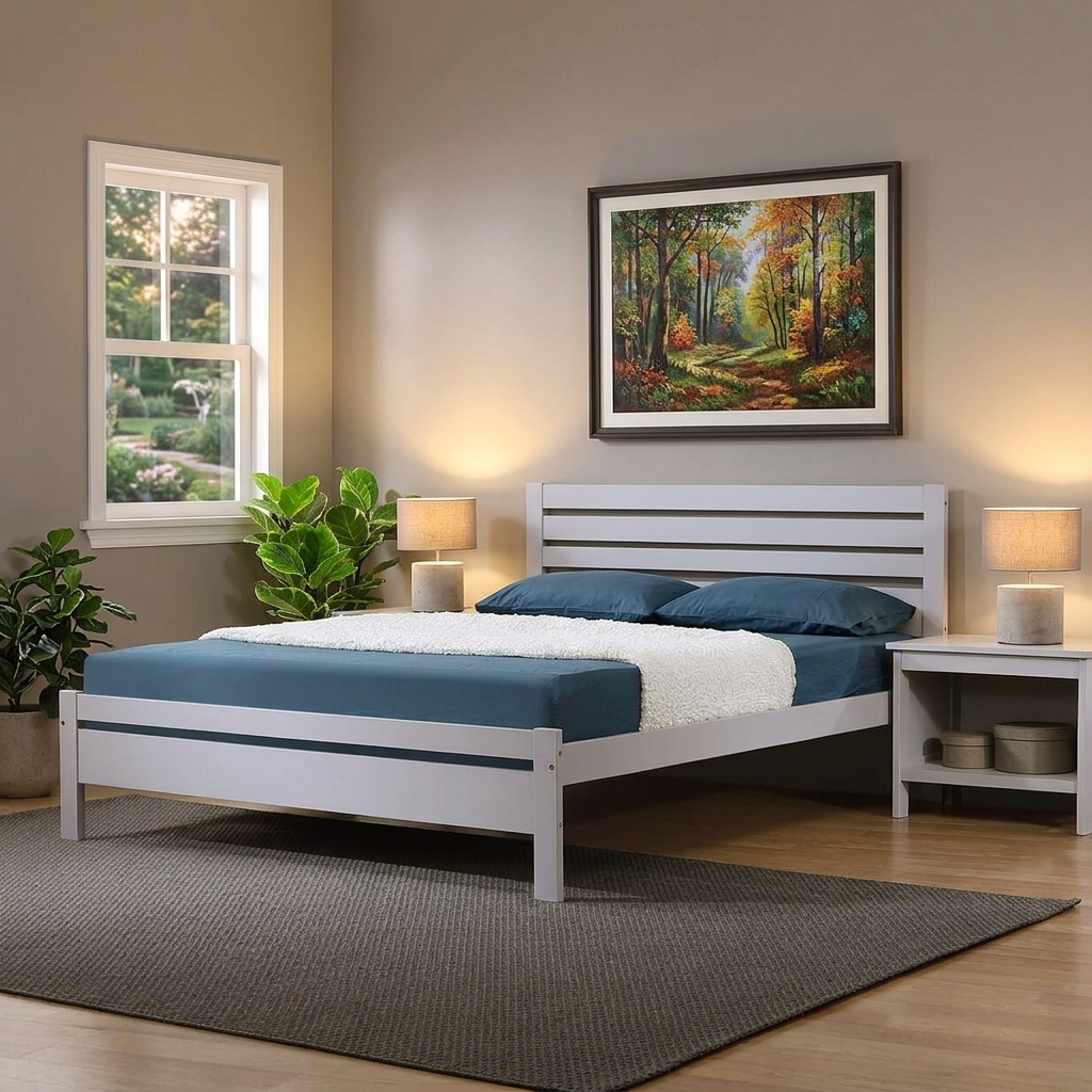 Astley Double Bed Solid Hardwood Grey ASTLDOUGRE