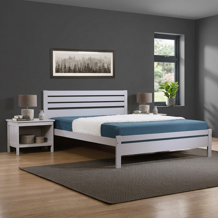Astley King Size Bed Solid Hardwood Grey ASTLKSGRE