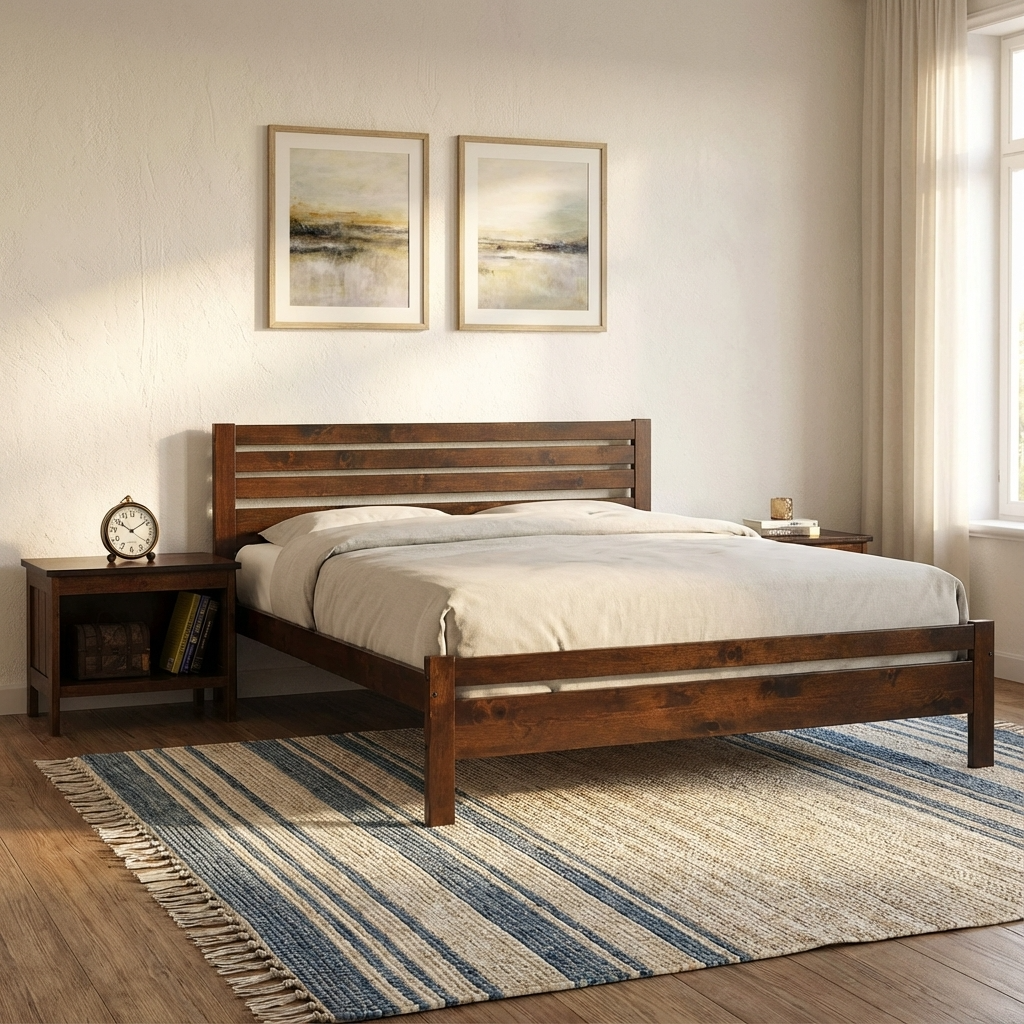 Astley King Size Bed 150cm Solid Hardwood Antique Oak ASTLKSANT