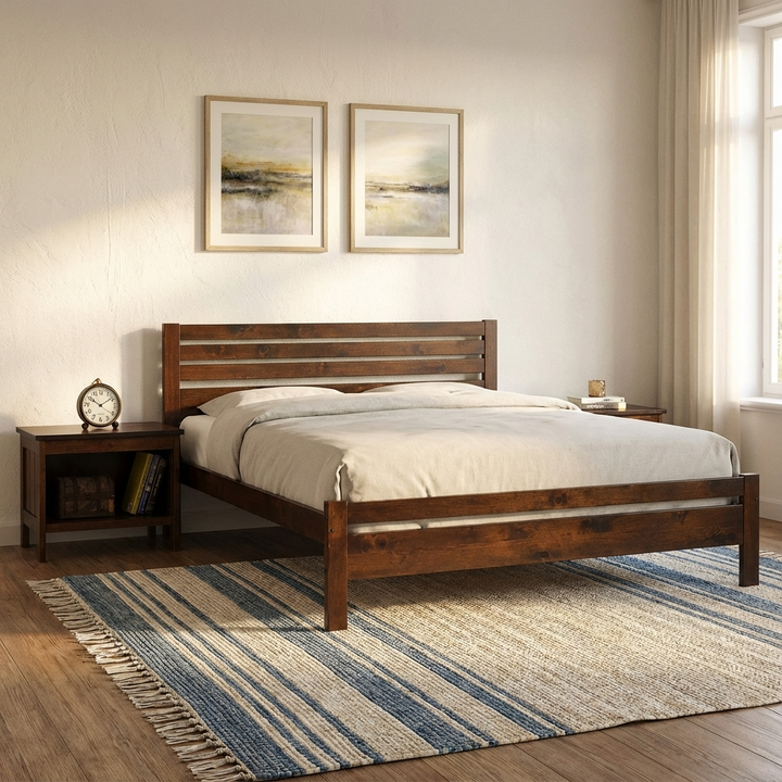 Astley King Size Bed 150cm Solid Hardwood Antique Oak ASTLKSANT