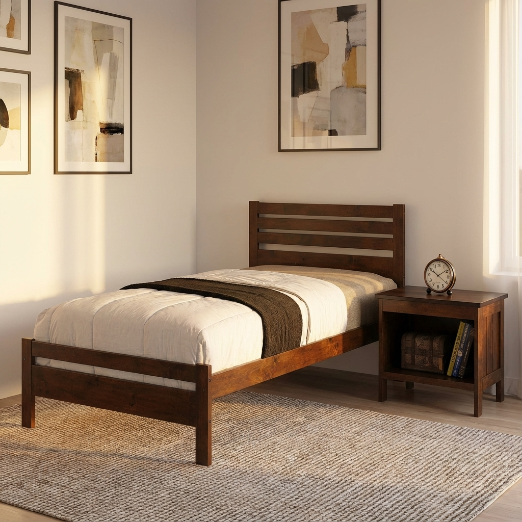 Astley Single Bed 90cm Solid Hardwood Antique Oak ASTLSINANT
