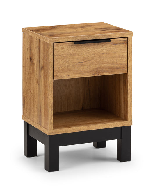 BALI 1 DRAWER BEDSIDE - LIGHT OAK MDF BAL201