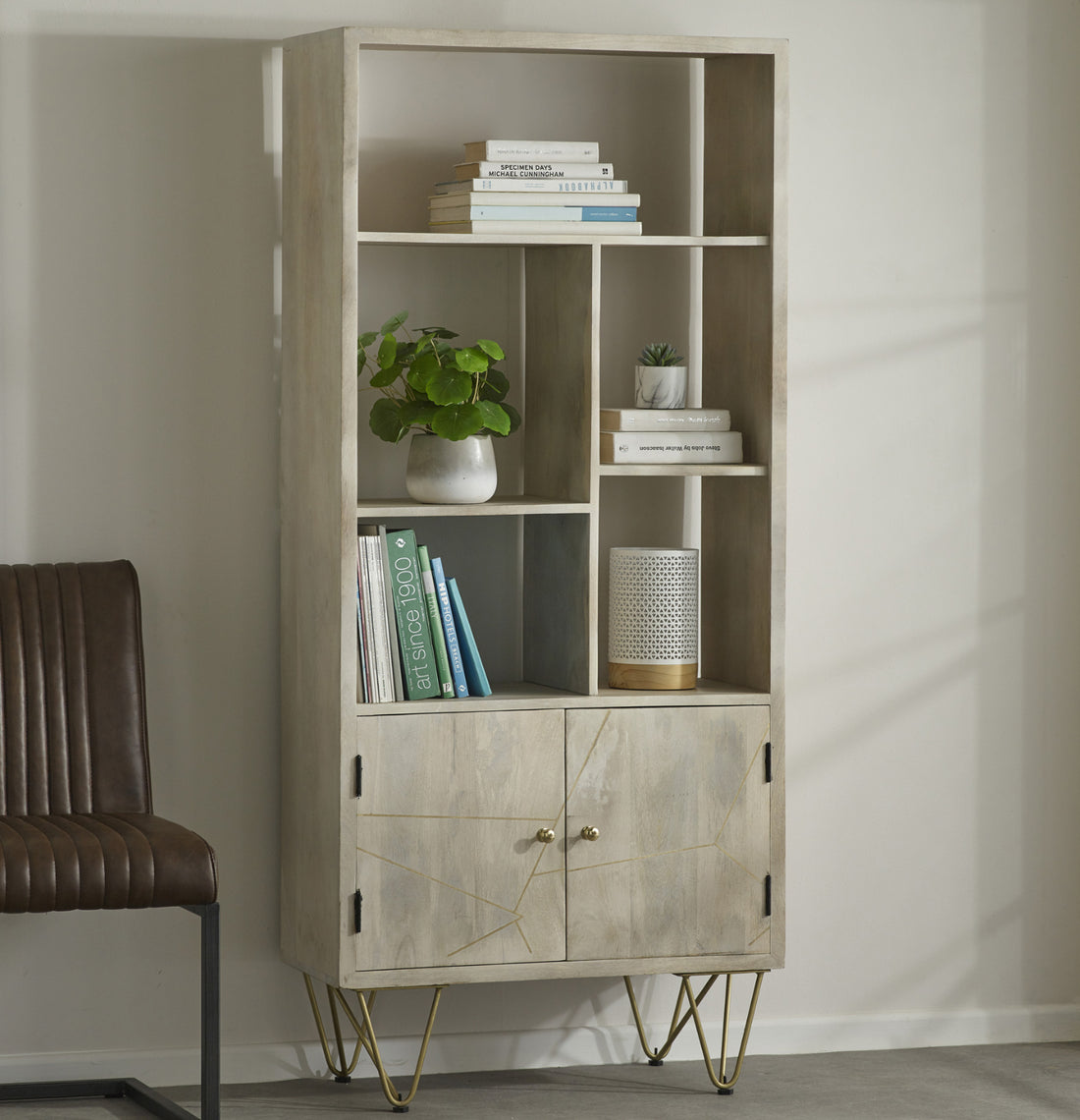 Light Gold Large Bookcase 2 Door BRC11 - Havenheim Furniture