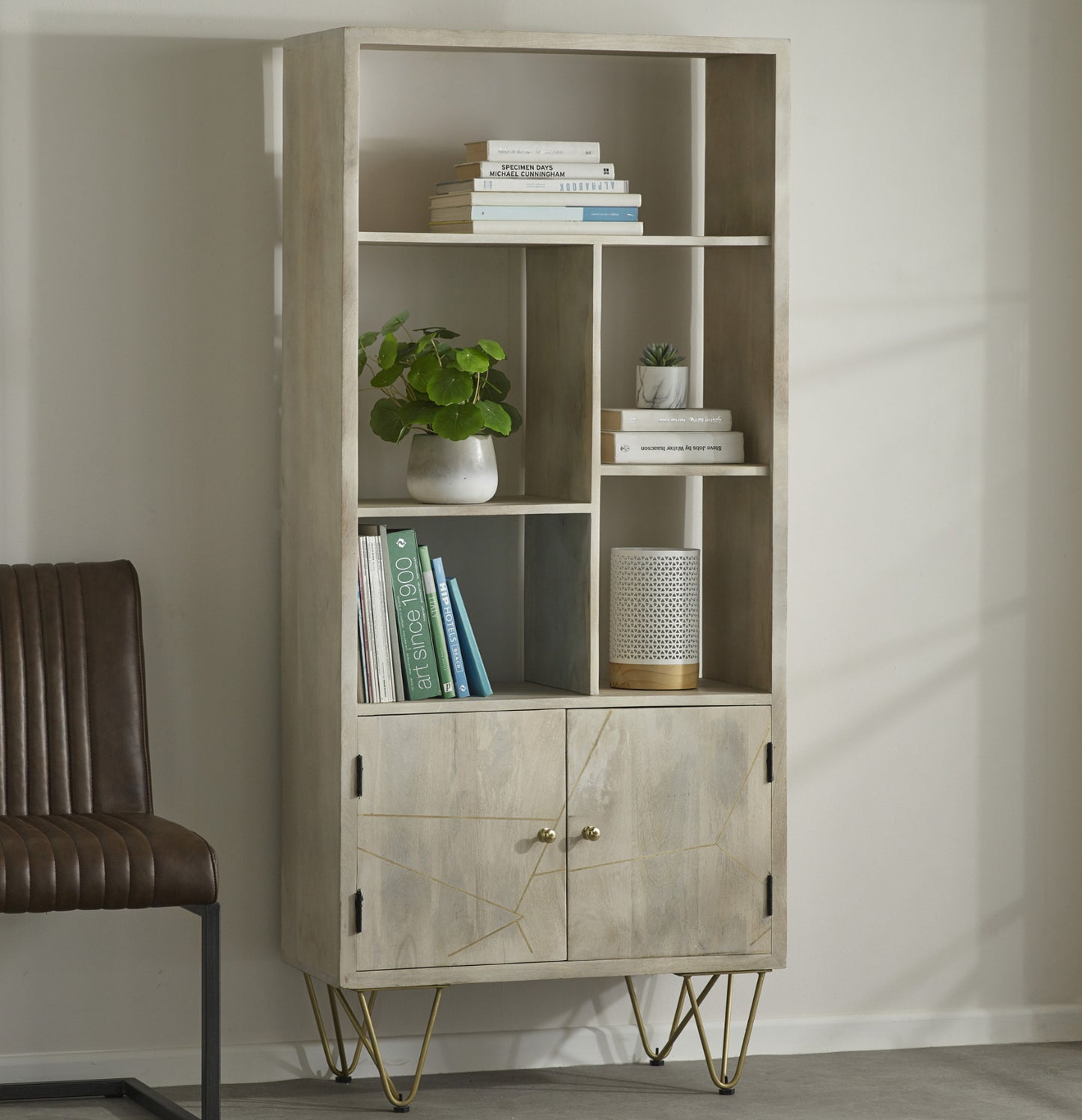 Light Gold Large Bookcase 2 Door BRC11