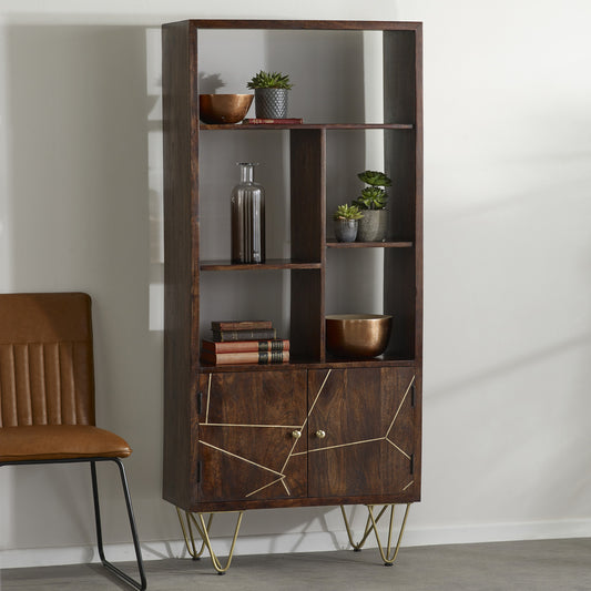 Dark Gold Large Bookcase 2 Door BRS11
