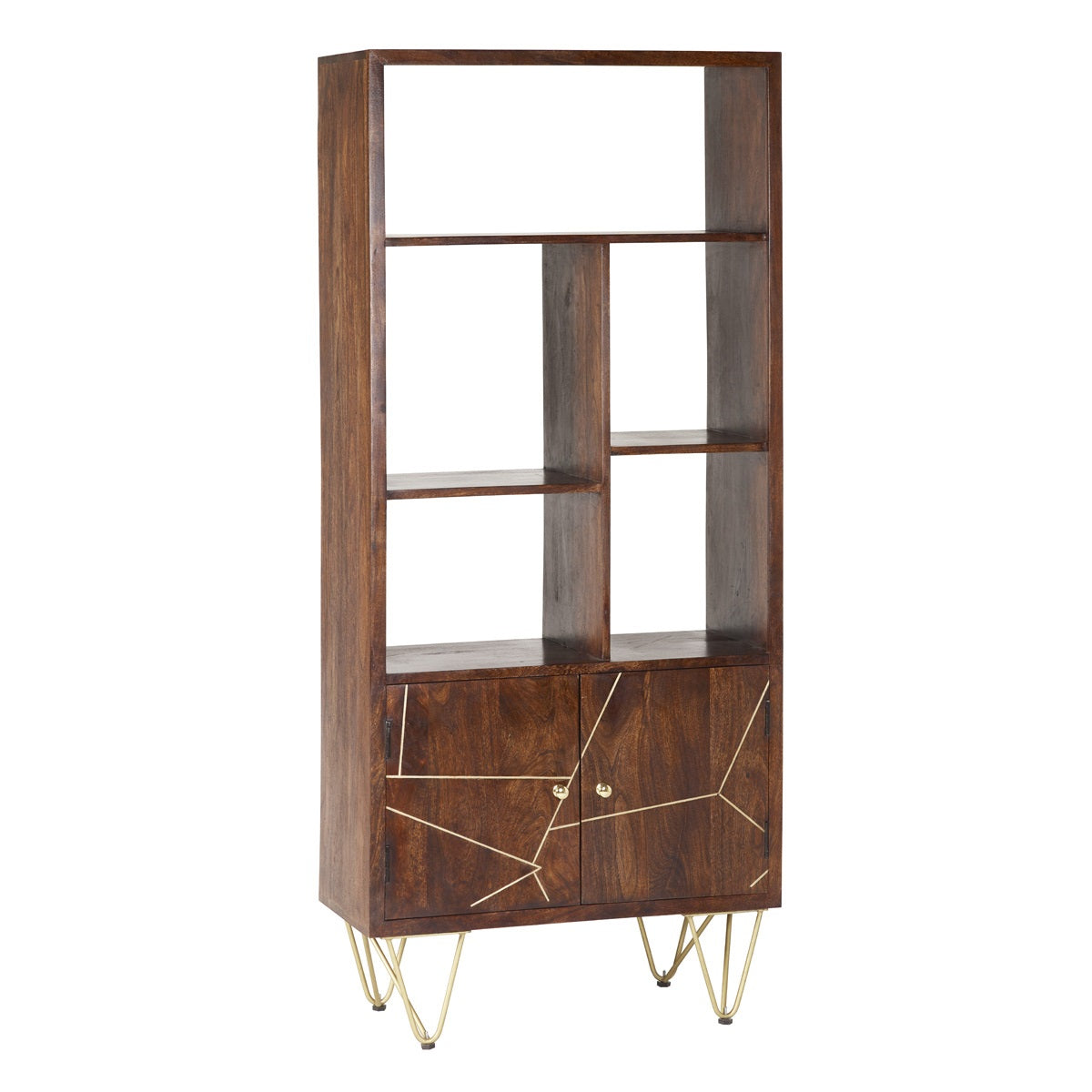 Dark Gold Large Bookcase 2 Door BRS11 - Havenheim Furniture