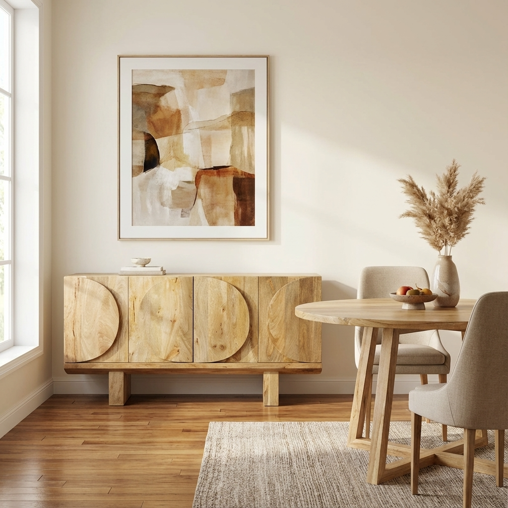 Barli Mango Wood Oval Design 4 Door Sideboard 2850F - Havenheim Furniture