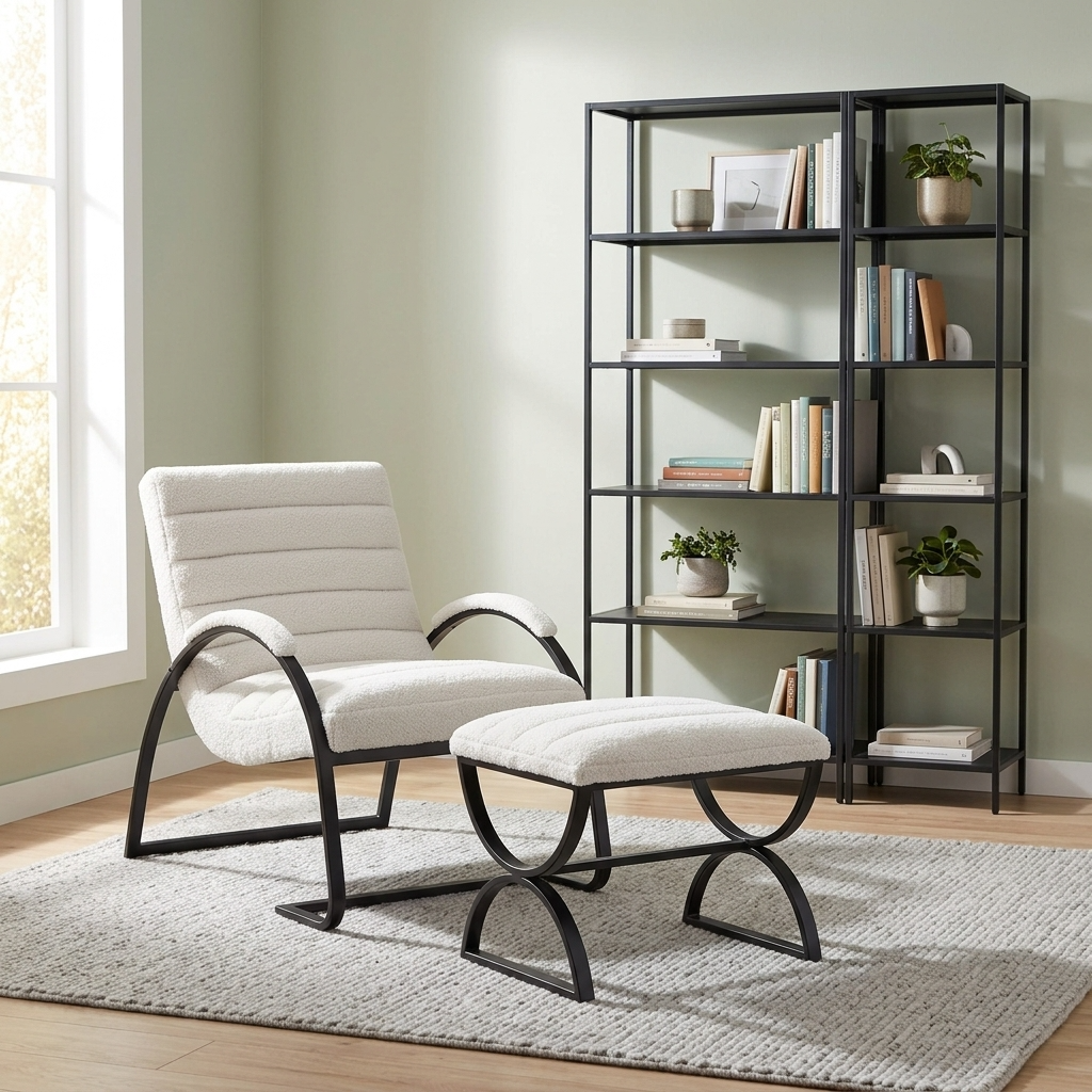 Boucle Ribbed Arm Chair - Cream 23084 - Havenheim Furniture
